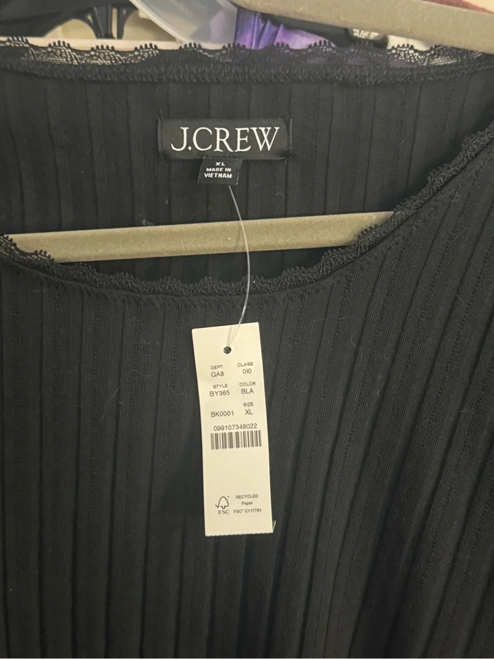 J.CREW Black Ribbed Crewneck Sweater Top